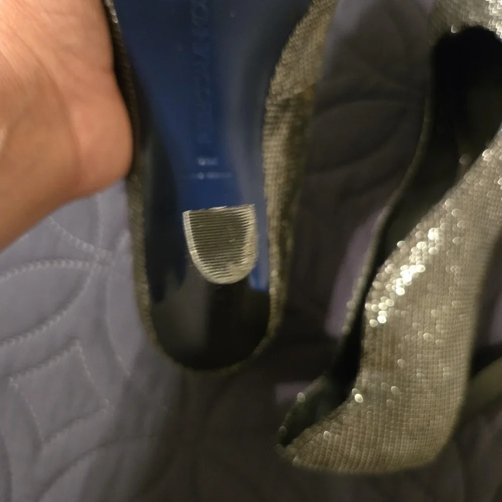 Rebecca Minkoff Heels Womens Size 9M Silver Glitter Peep Toe Stiletto Pump Party